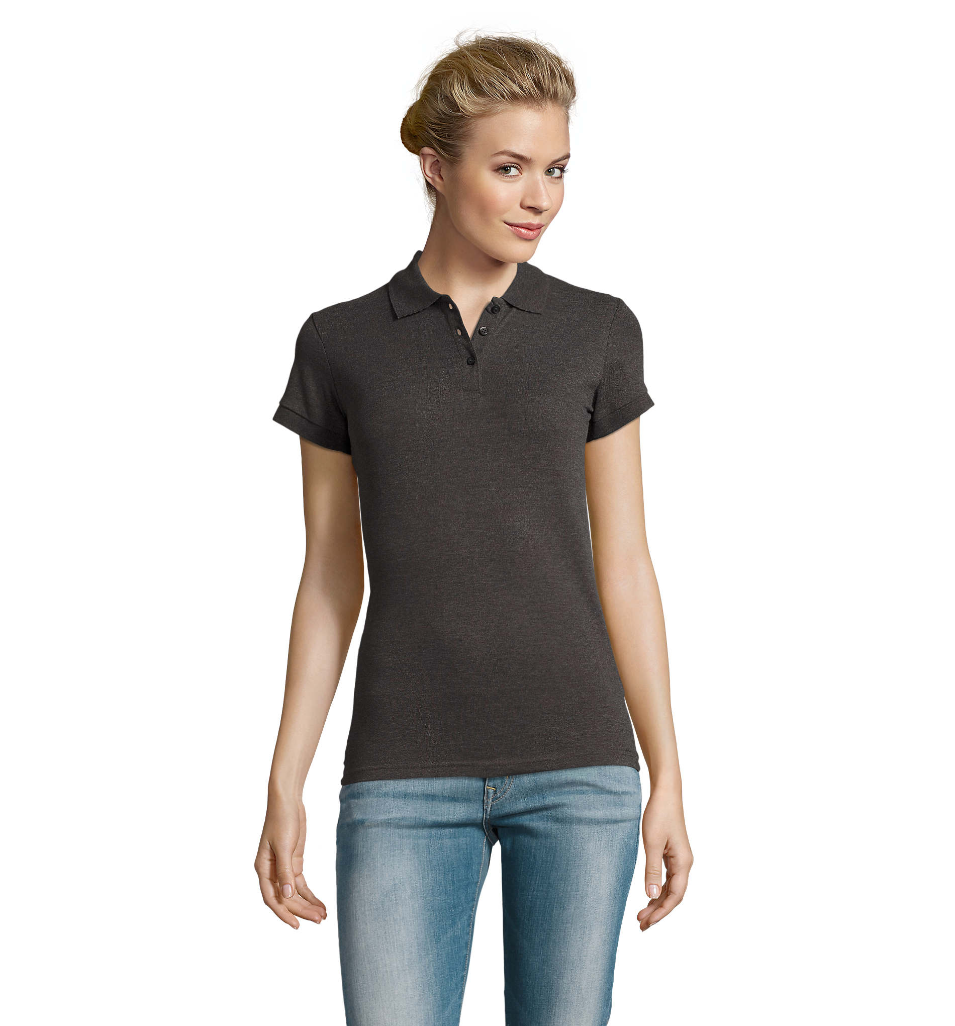 Polo personnalisable pour femme 180g - PERFECT anthracite chiné